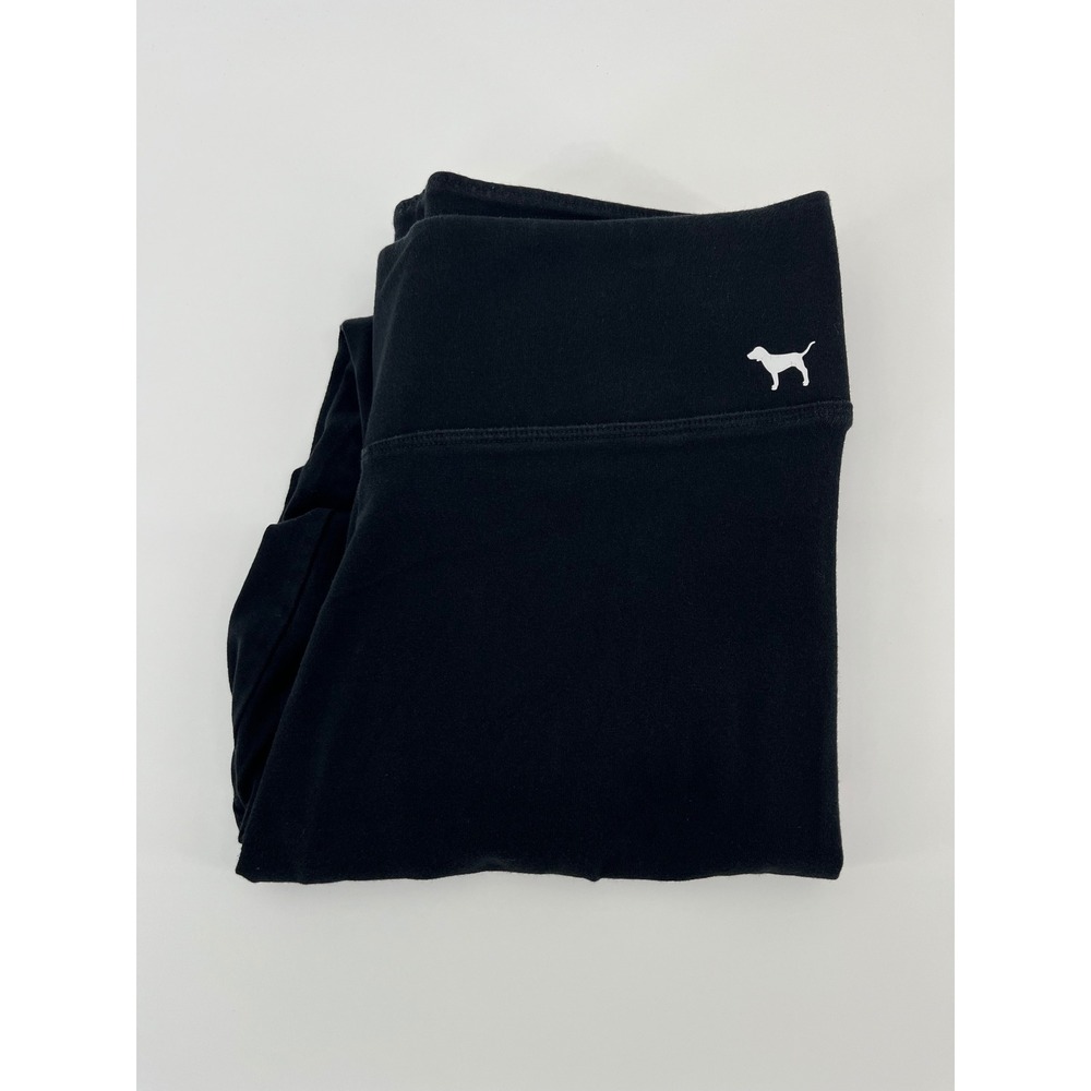 Victoria's Secret PINK Yoga Leggings Womens Medium Black Logo Side Stripe